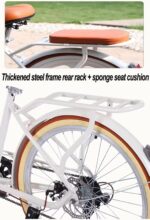 Vélo hybride urbain 7 vitesses adulte freins à disque panier porte-bagages