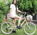 Vélo hybride urbain 7 vitesses adulte freins à disque panier porte-bagages