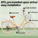 Vélo hybride urbain 7 vitesses cadre bas panier avant